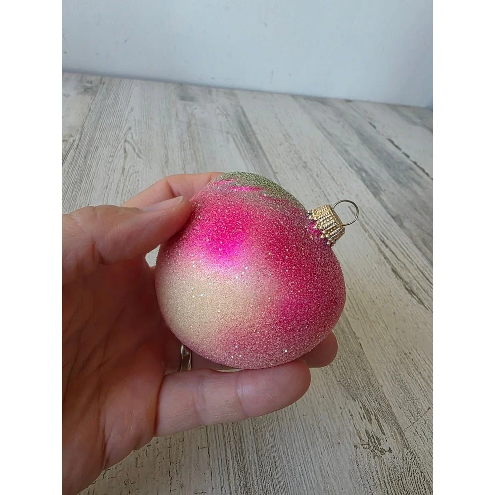 Vintage KC Germany Kurt Adler peach pear plum glass glitter ornament Xmas tree